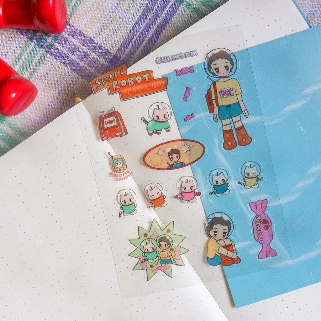 Space Robot Schoolboy Sticker Sheet