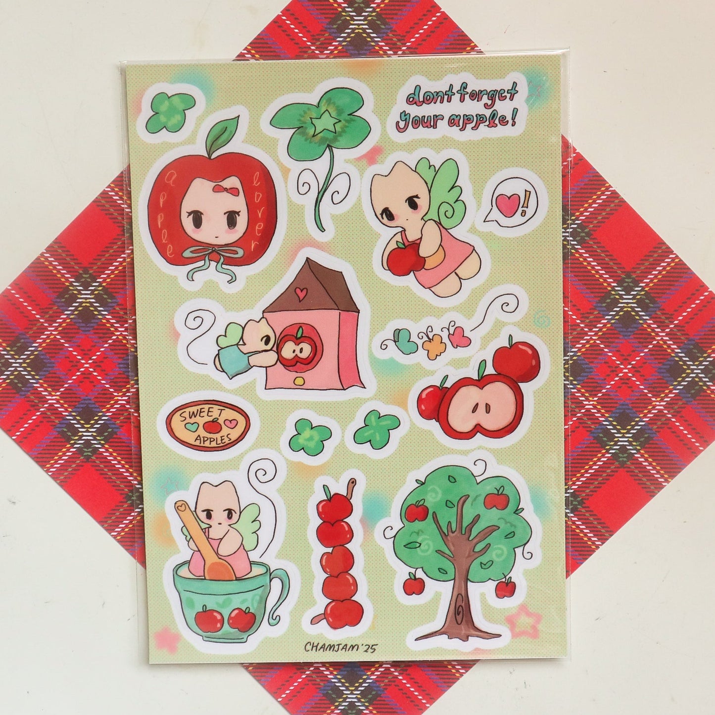 Apple Lover Ghost Cat Sticker Sheet