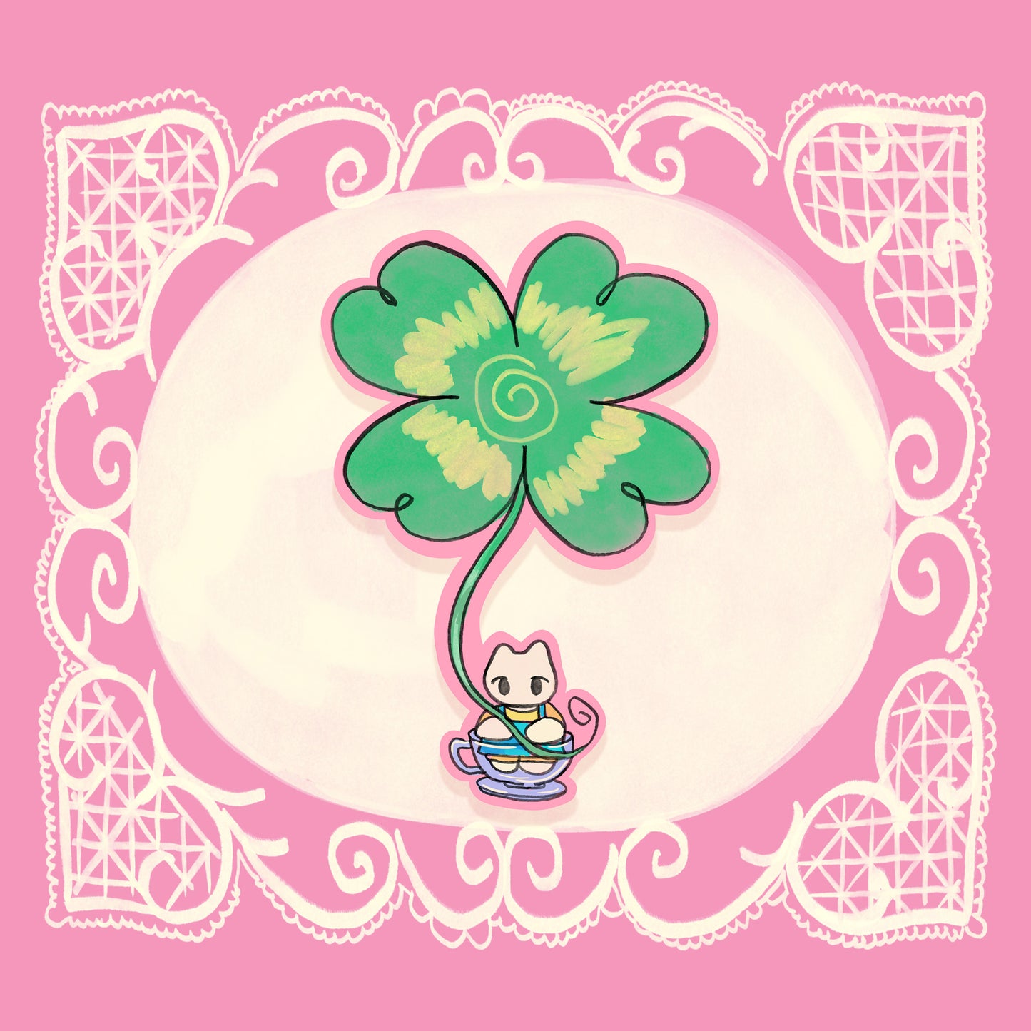 Four Leaf Cat Sticker