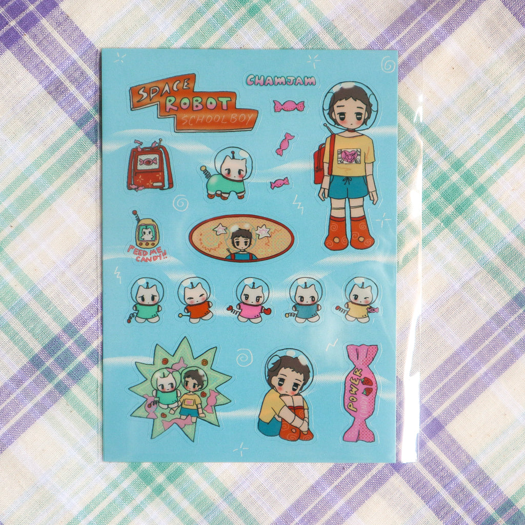 Space Robot Schoolboy Sticker Sheet