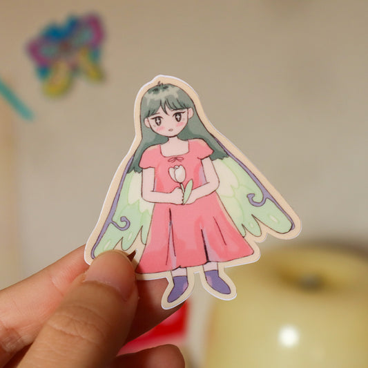 Luna Moth Girl Sticker • Sept 2023