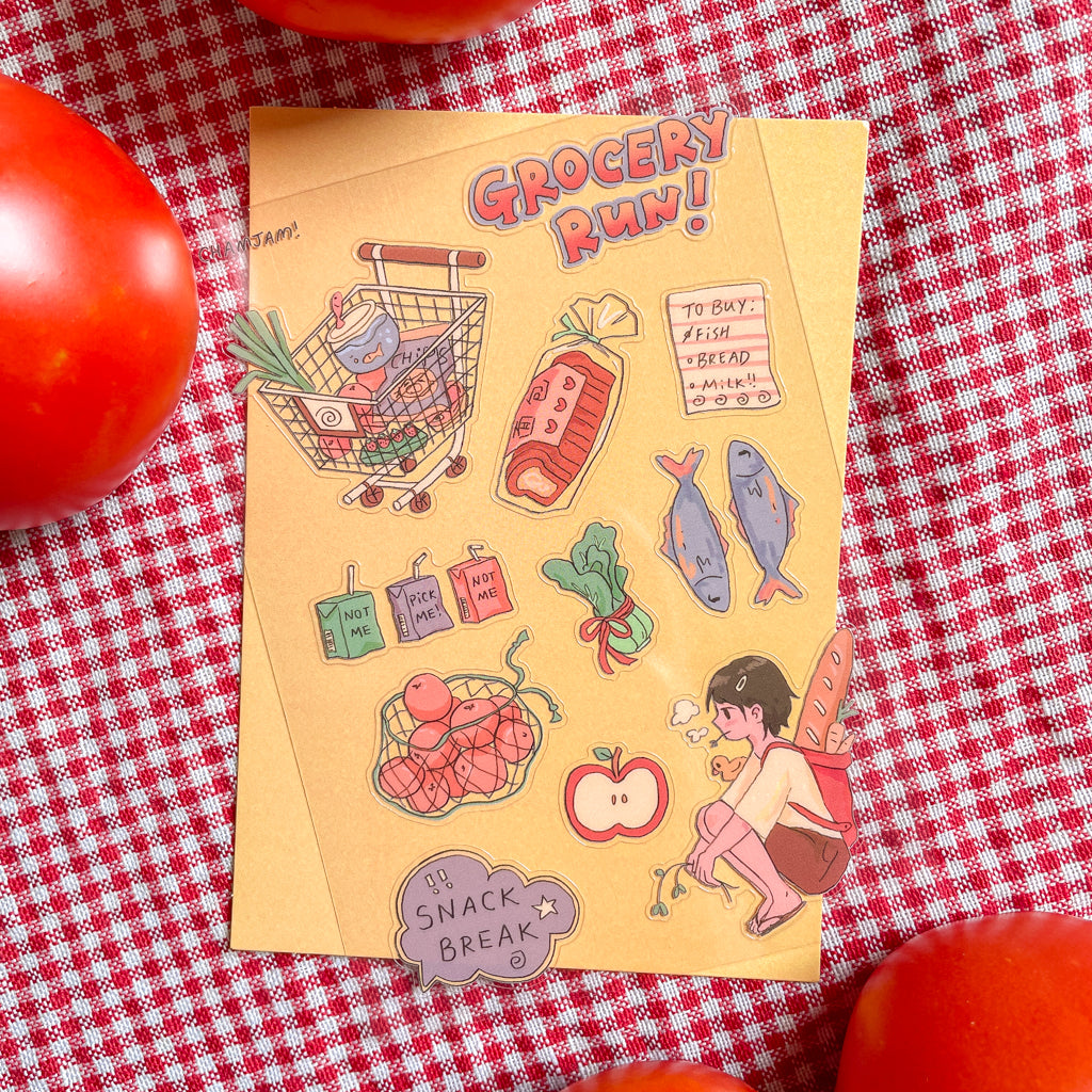 Grocery Run Clear Sticker Sheet