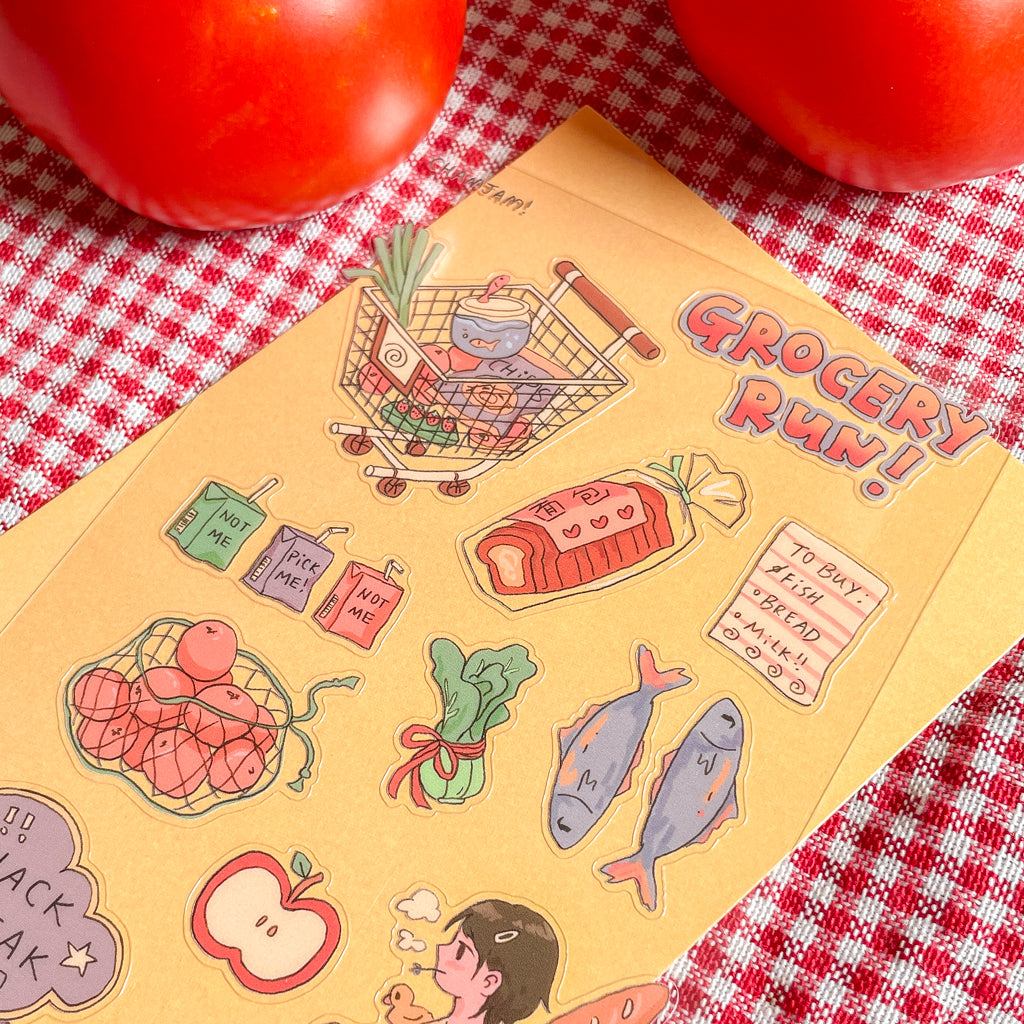 Grocery Run Clear Sticker Sheet