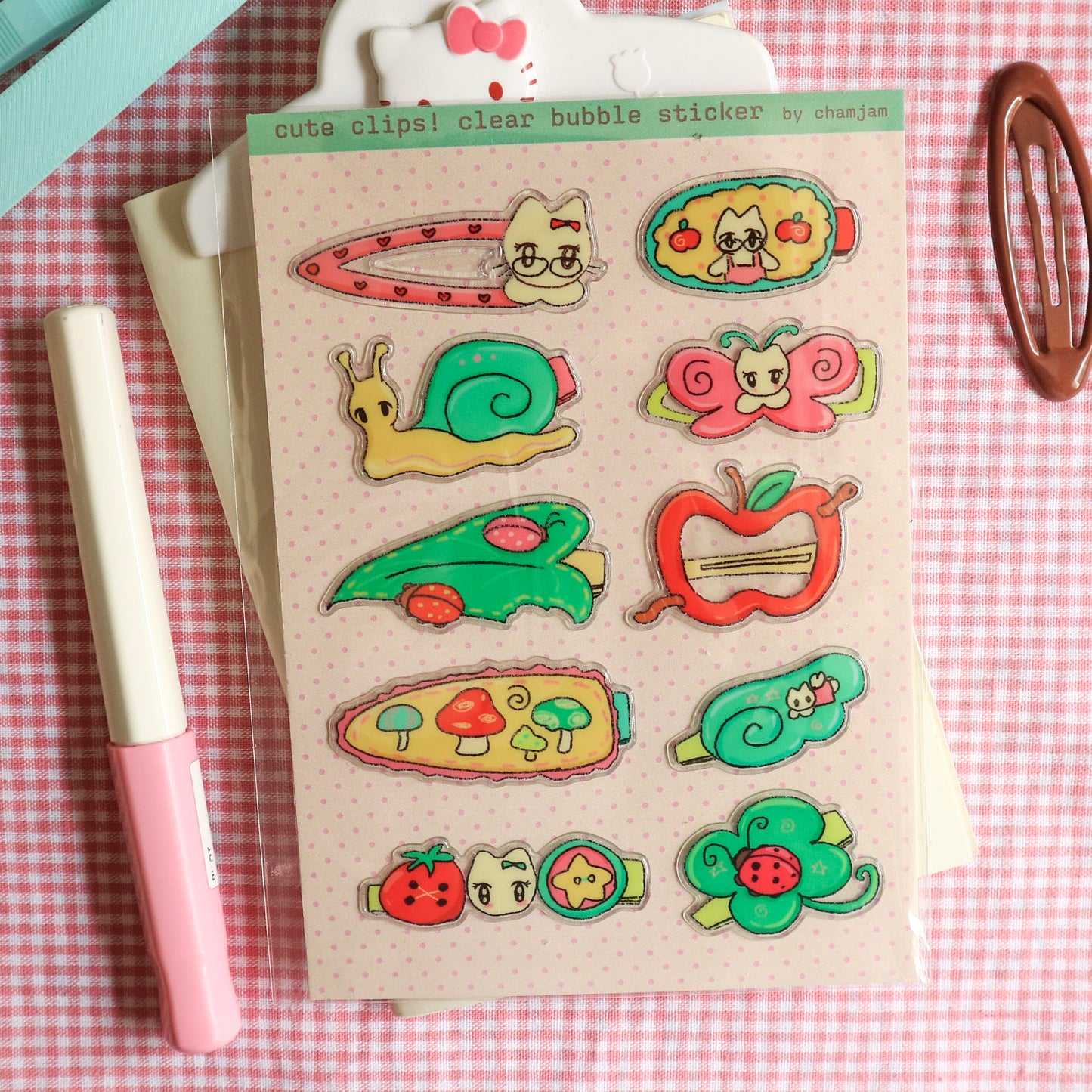 Hair Clips Sticker Sheet