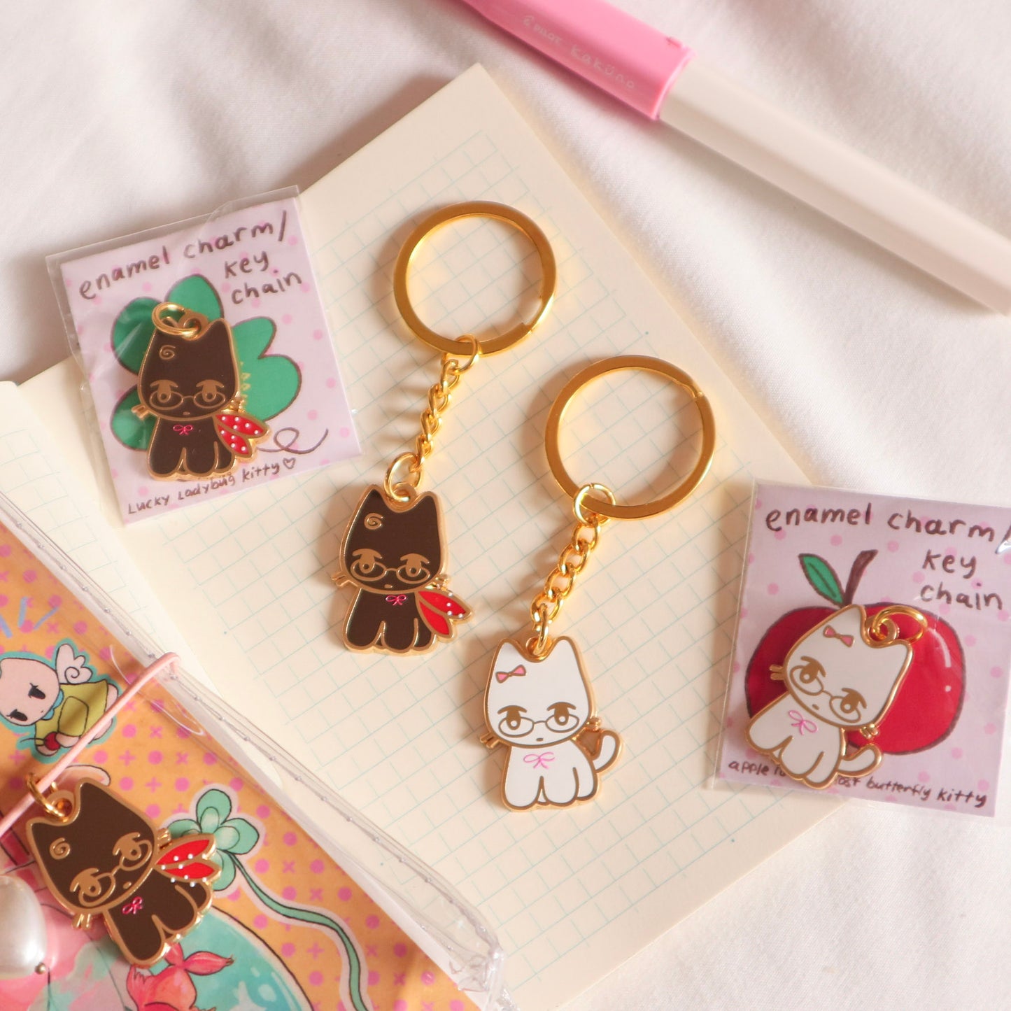 Cat Enamel Charm/Keychain