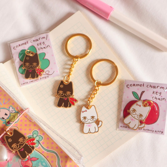 Cat Enamel Charm/Keychain